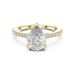 Ethereal Pear Solitaire Pavé-Set Modern Classic Ring - Image 2