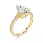 Ethereal Pear Solitaire Pavé-Set Modern Classic Ring