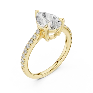 Ethereal Pear Solitaire Pavé-Set Modern Classic Ring