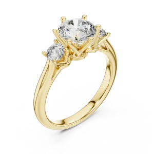Ethereal Round Brilliant Three-Stone Solitaire Ring