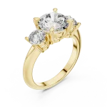 Ethereal Round Brilliant Three-Stone Statement Ring