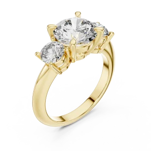 Ethereal Round Brilliant Three-Stone Statement Ring