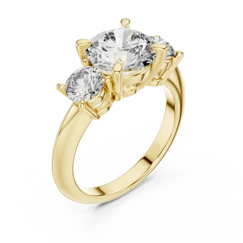 Ethereal Round Brilliant Three-Stone Statement Ring
