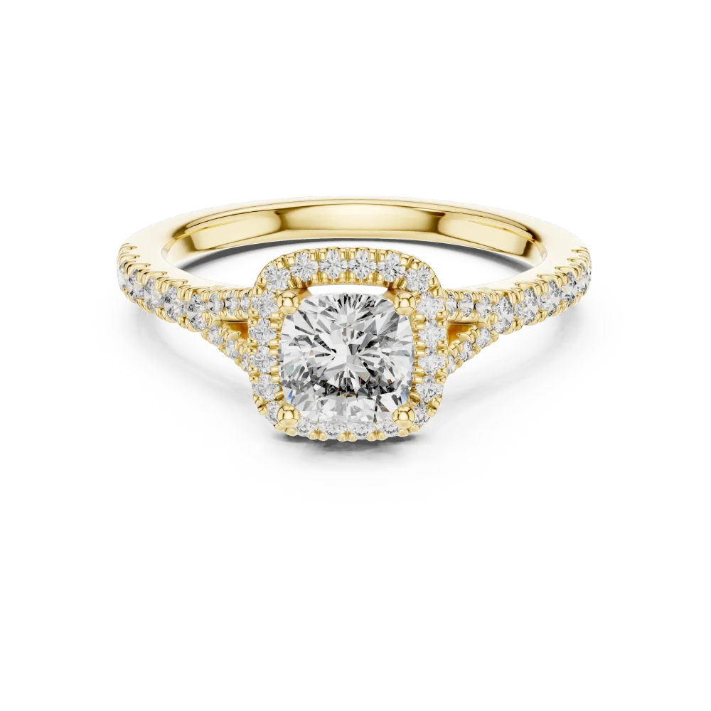 Luminary Cushion Cut Pavé-Set Halo Engagement Ring - Image 2