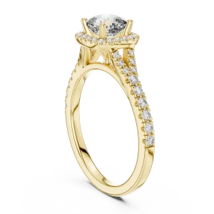 Luminary Cushion Cut Pavé-Set Halo Engagement Ring - Image 3