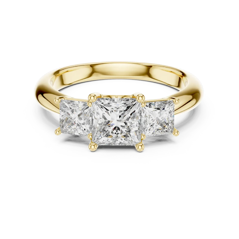 Symmetry Princess Cut Three Stone Modern Classic Ring - Image 2