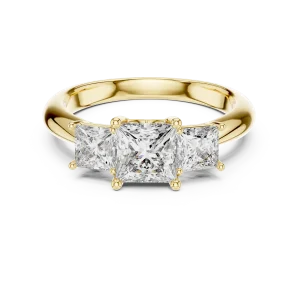 Symmetry Princess Cut Three Stone Modern Classic Ring - Image 2