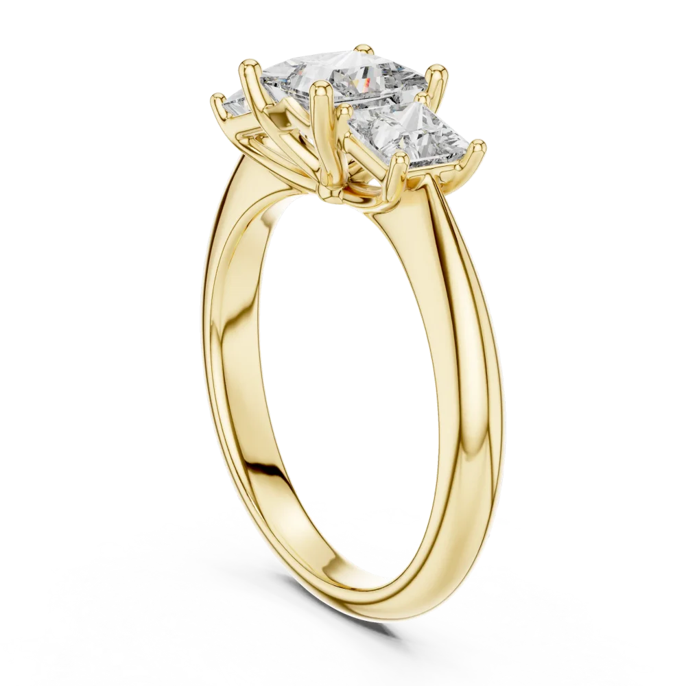 Symmetry Princess Cut Three Stone Modern Classic Ring - Image 3