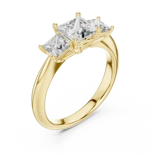 Symmetry Princess Cut Three Stone Modern Classic Ring