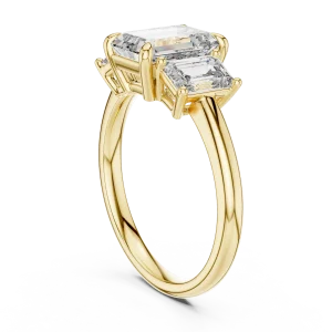Symmetry Emerald Cut Three Stone Architectural Statement Ring - Image 3