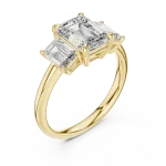 Symmetry Emerald Cut Three Stone Architectural Statement Ring