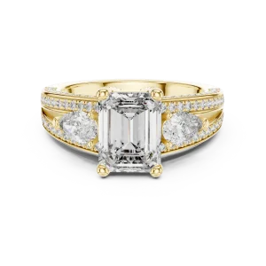 Luminary Emerald and Pear Three-Stone Pavé Diamond Ring - Image 2