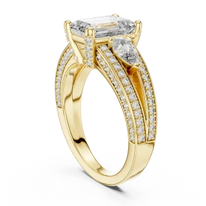 Luminary Emerald and Pear Three-Stone Pavé Diamond Ring - Image 3