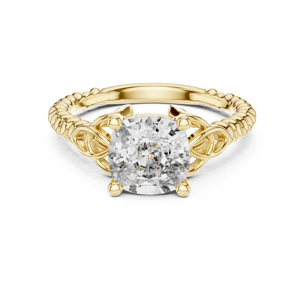 Ethereal Cushion Cut Celtic Knot Solitaire Ring - Image 2