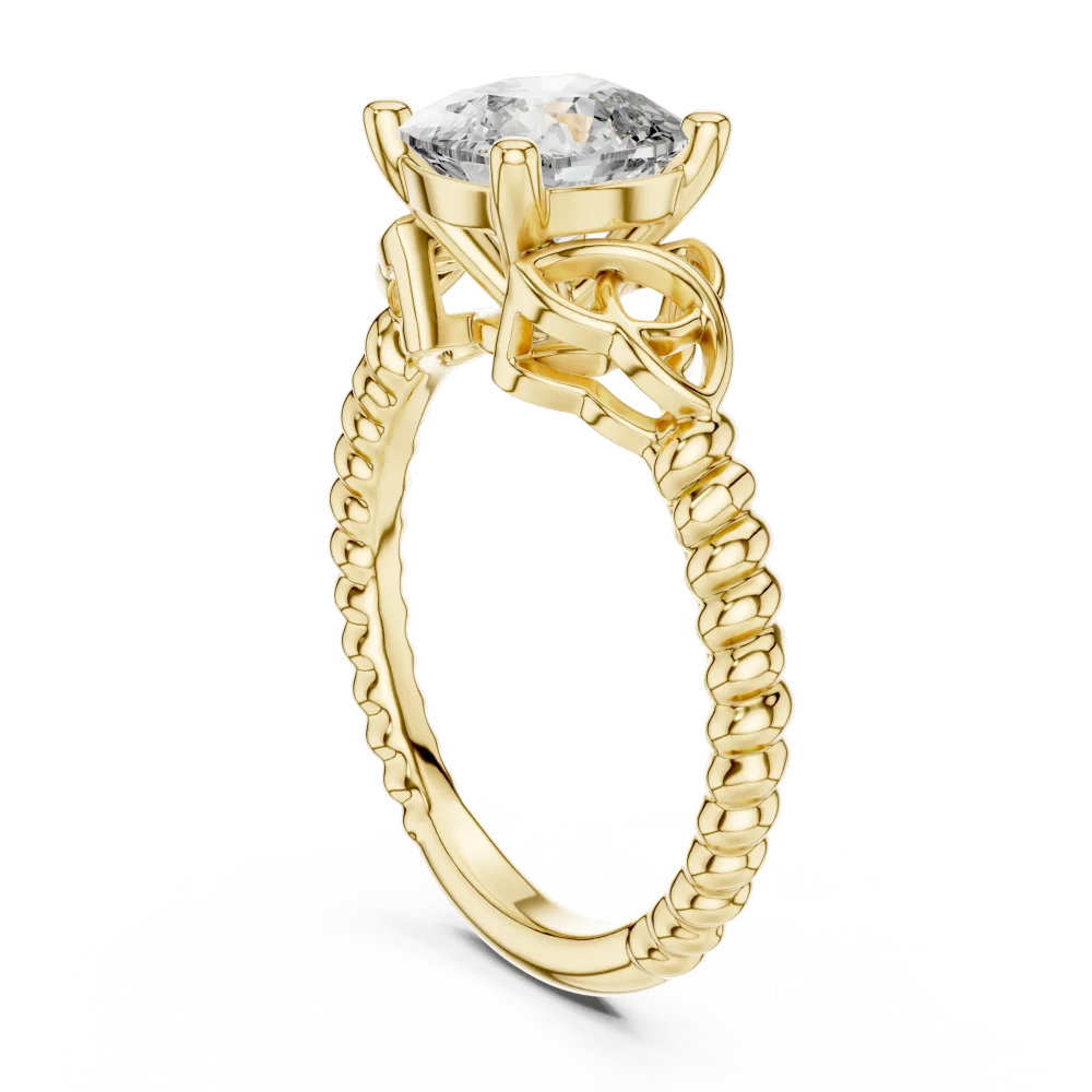 Ethereal Cushion Cut Celtic Knot Solitaire Ring - Image 3