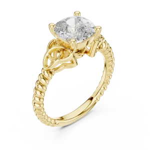 Ethereal Cushion Cut Celtic Knot Solitaire Ring