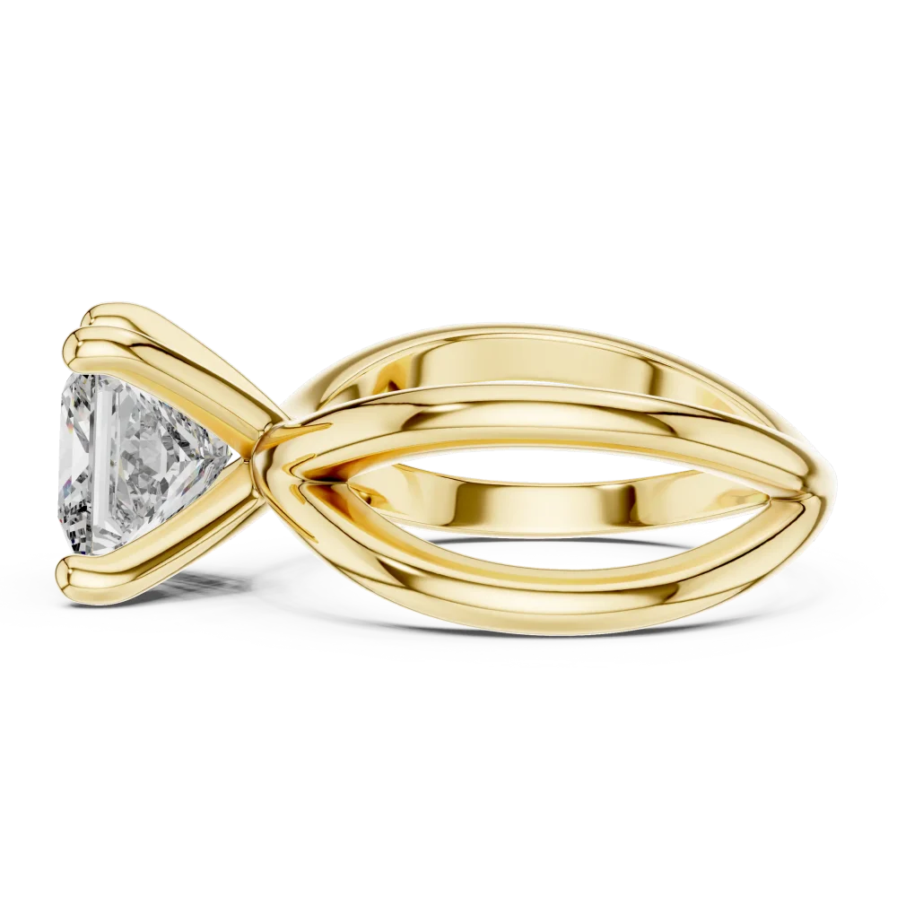 Architectural Princess Cut Crossover Solitaire Ring - Image 4