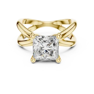 Architectural Princess Cut Crossover Solitaire Ring - Image 2