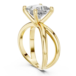 Architectural Princess Cut Crossover Solitaire Ring - Image 3
