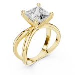 Architectural Princess Cut Crossover Solitaire Ring