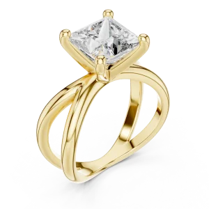 Architectural Princess Cut Crossover Solitaire Ring