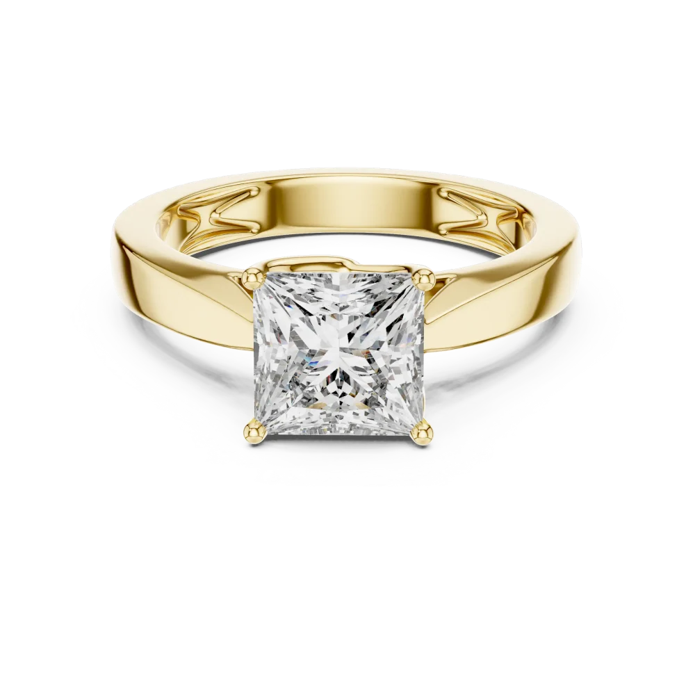 Architectural Princess Cut Minimalist Solitaire Ring - Image 2