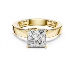 Architectural Princess Cut Minimalist Solitaire Ring - Image 2