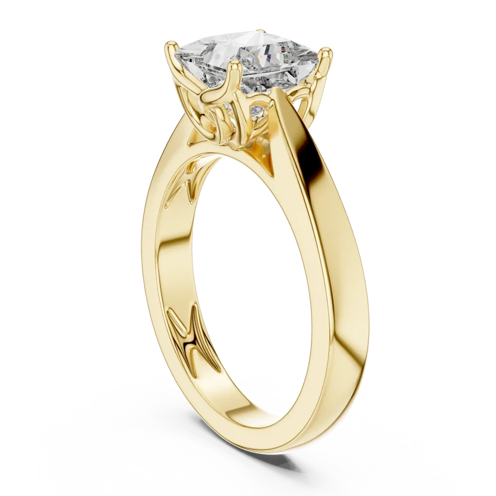 Architectural Princess Cut Minimalist Solitaire Ring - Image 3
