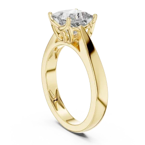 Architectural Princess Cut Minimalist Solitaire Ring - Image 3