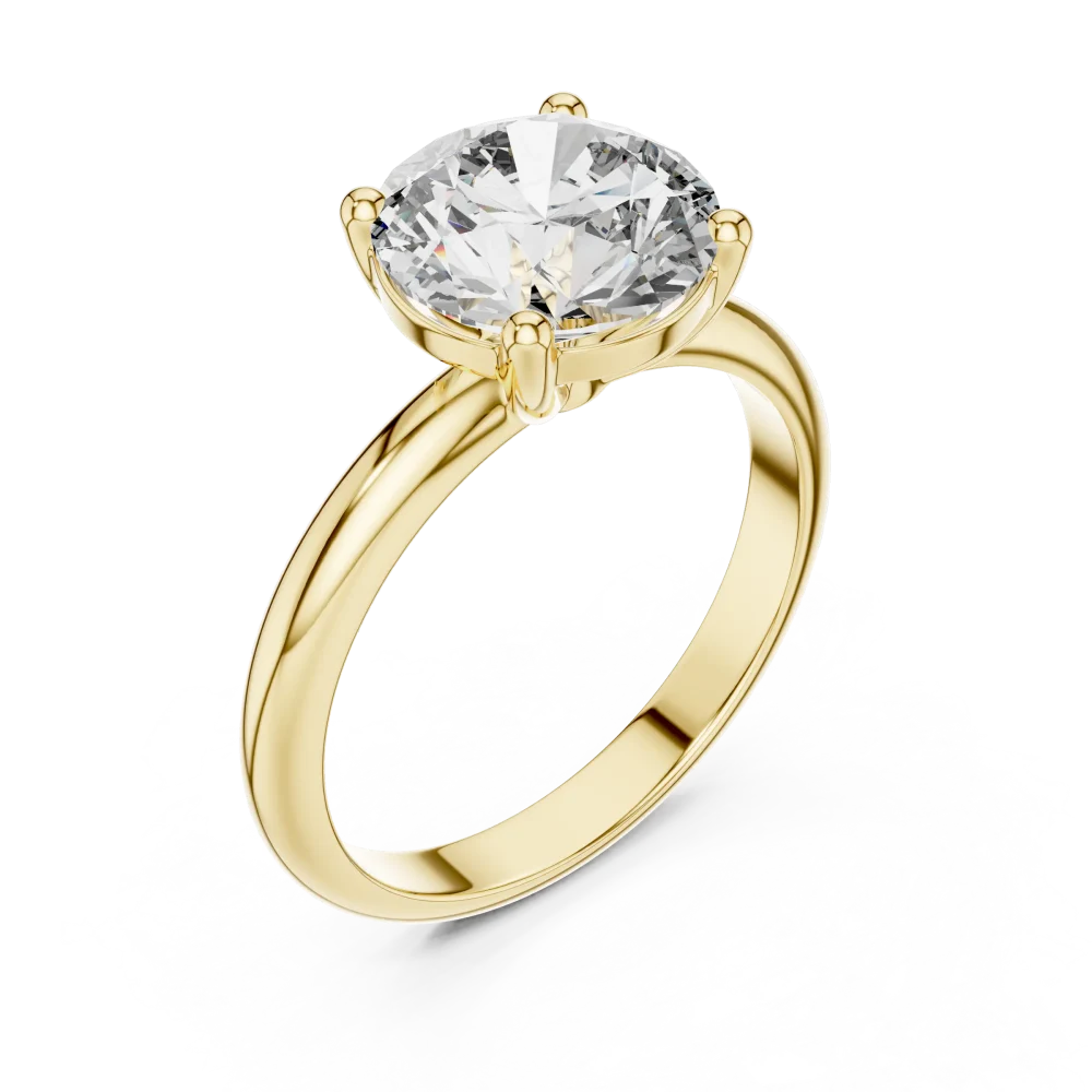 Experience pure brilliance with this modern round solitaire ring. Handcrafted with a certified DIAMEUR diamond, it is the ultimate luxury essential.