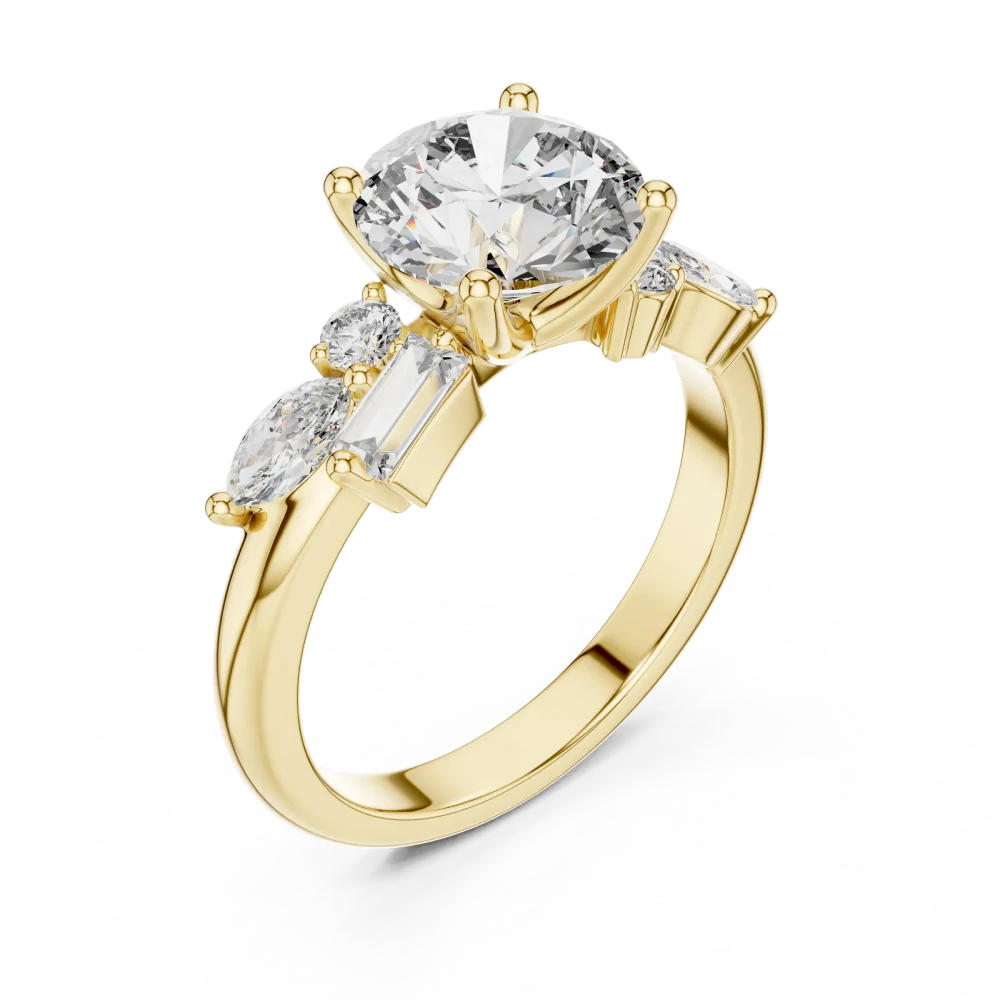 Discover the Luminary Round Solitaire Ring, featuring an exquisite DIAMEUR diamond in a modern geometric setting. Shop this ethical masterpiece today.