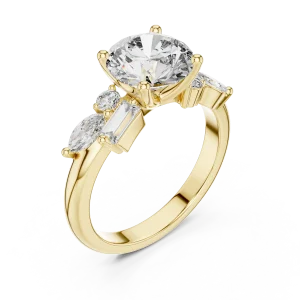 Luminary Round Brilliant Multi-Shape Statement Solitaire Ring