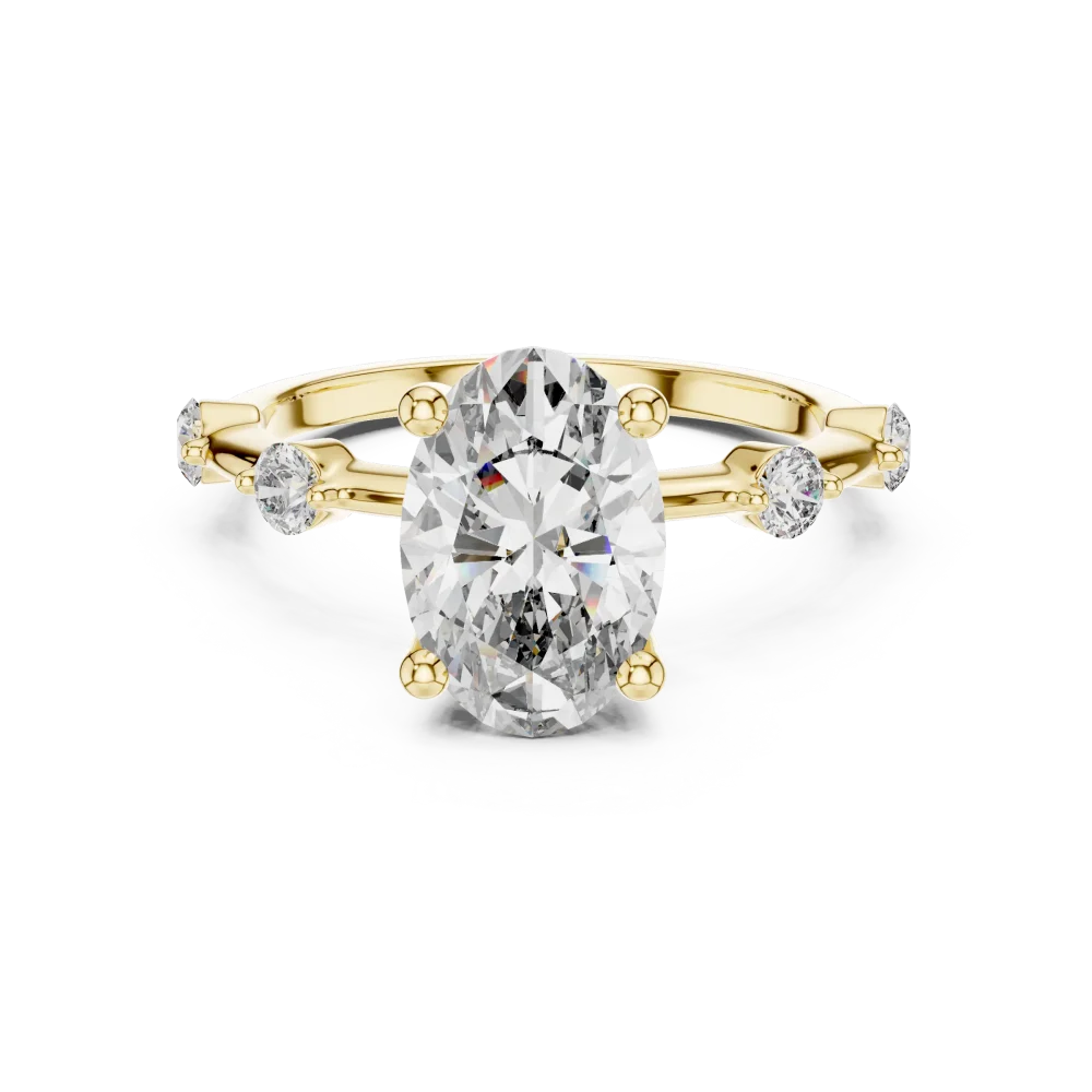 Luminary Oval Cut Floating Accents Solitaire Ring - Image 2