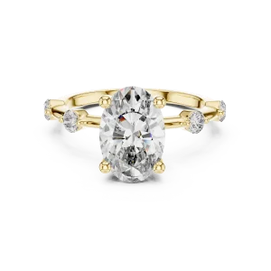 Luminary Oval Cut Floating Accents Solitaire Ring - Image 2