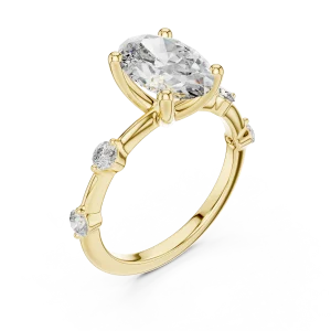 Luminary Oval Cut Floating Accents Solitaire Ring