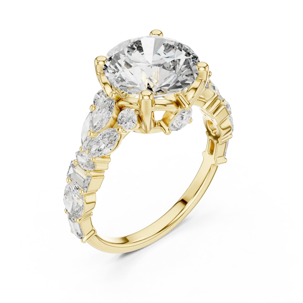 Discover the radiant brilliance of our multi-shape solitaire ring, featuring hand-set DIAMEUR diamonds. Elevate your collection with this luxury piece.