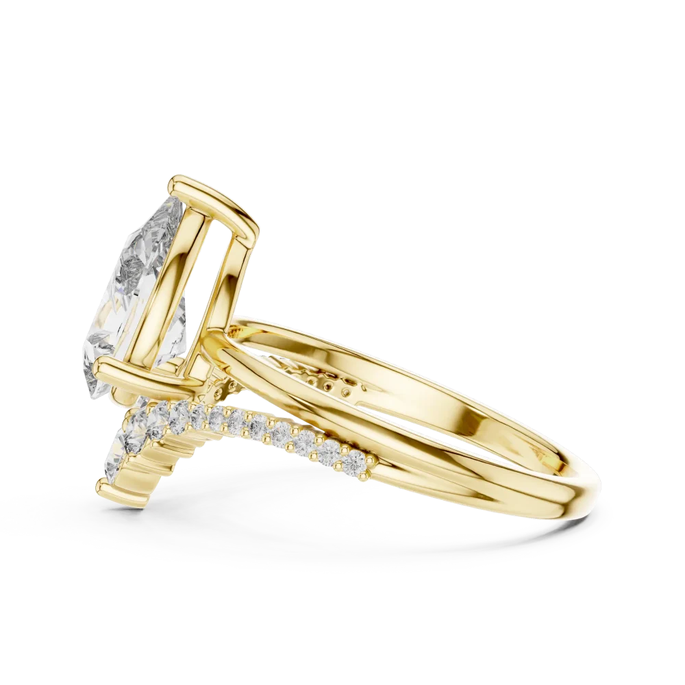 Ethereal Pear and Round Pavé-Set Solitaire Engagement Ring - Image 4