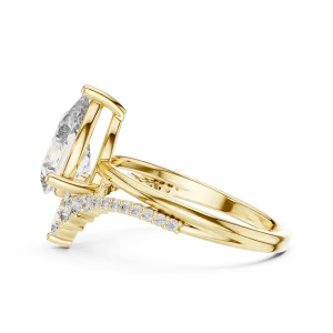 Ethereal Pear and Round Pavé-Set Solitaire Engagement Ring - Image 4