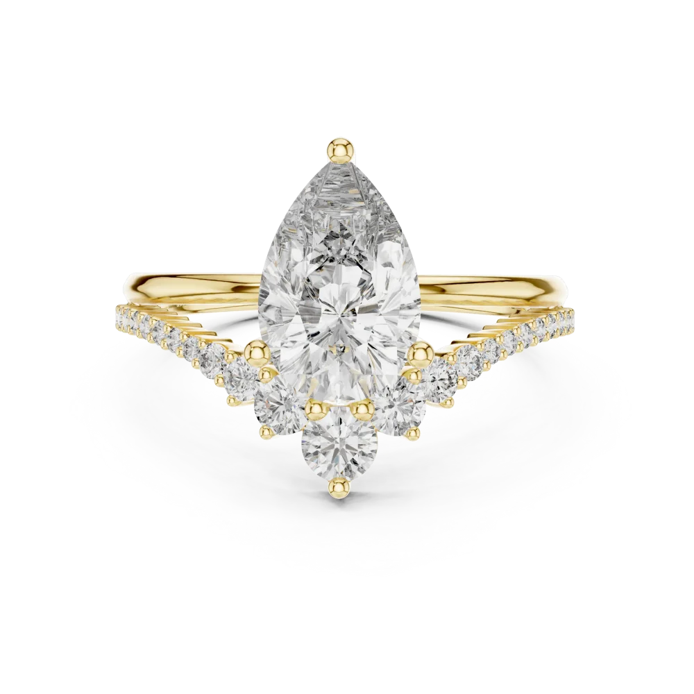 Ethereal Pear and Round Pavé-Set Solitaire Engagement Ring - Image 2