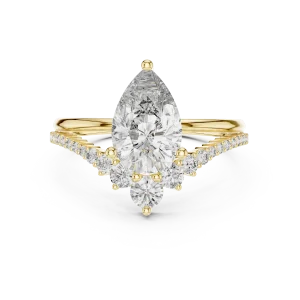 Ethereal Pear and Round Pavé-Set Solitaire Engagement Ring - Image 2