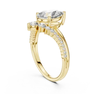 Ethereal Pear and Round Pavé-Set Solitaire Engagement Ring - Image 3