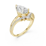 Ethereal Pear and Round Pavé-Set Solitaire Engagement Ring