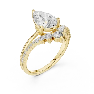 Ethereal Pear and Round Pavé-Set Solitaire Engagement Ring