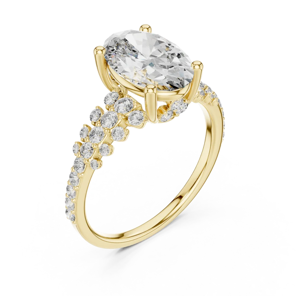 Experience timeless elegance with our oval-cut lab-grown DIAMEUR solitaire ring, featuring brilliant pavé accents. Discover your perfect fit today.