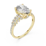 Ethereal Oval Cut Pavé-Set Solitaire Ring