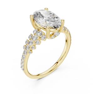 Ethereal Oval Cut Pavé-Set Solitaire Ring