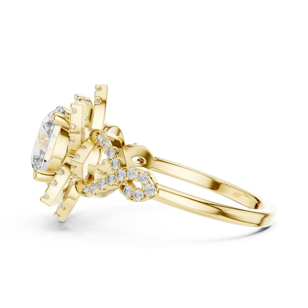 Luminary Round Brilliant Floral Halo Solitaire Ring - Image 4