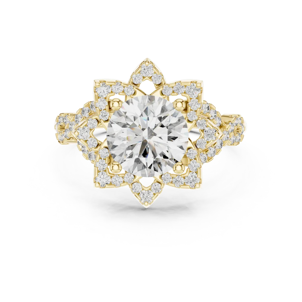 Luminary Round Brilliant Floral Halo Solitaire Ring - Image 2