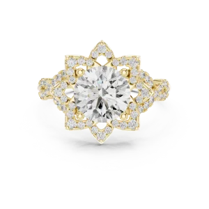 Luminary Round Brilliant Floral Halo Solitaire Ring - Image 2