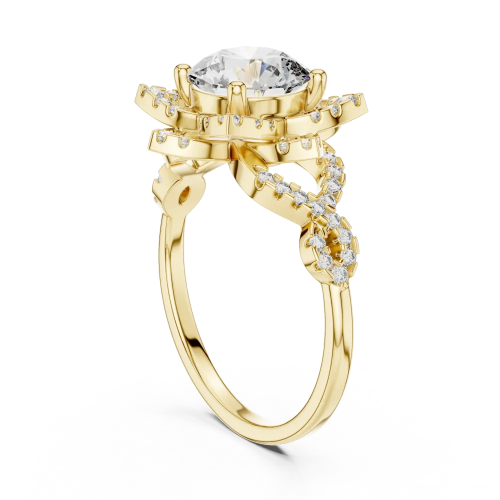 Luminary Round Brilliant Floral Halo Solitaire Ring - Image 3